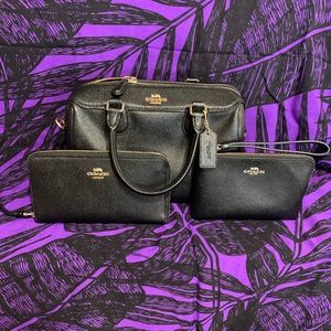 Coach: black mini satchel (sold as set)